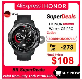 Globalna wersja Honor Watch GS Pro inteligentny zegarek SpO2 Smartwatch monitorujący tętno monitorowanie połączenia Bluetooth