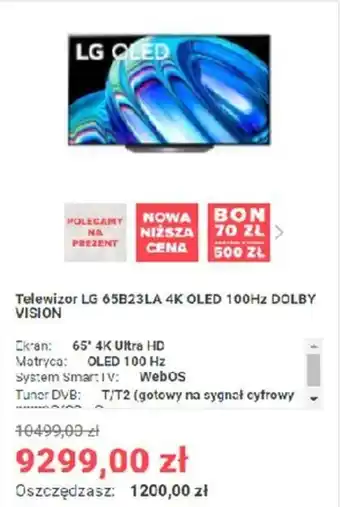 Neonet LG telewizor 65B23LA 4K OLED 100Hz Dobly Vision oferta