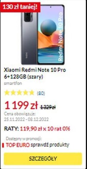 RTV EURO AGD Xiaomi Redmi Note 10 Pro 6+128GB (szary) Smartfon oferta