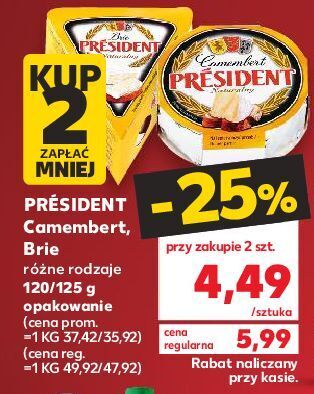 Kaufland Ser camembert naturalny president oferta