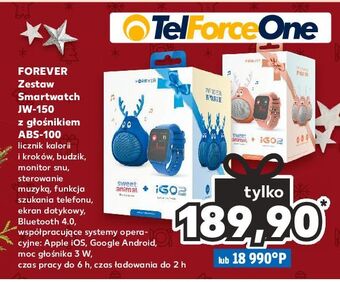 Kaufland Smartwatch igo2 jw-150 + głośnik abs-100 niebieski forever oferta