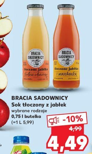 Kaufland Sok tłoczony jabłkowy słodkie odmiany bracia sadownicy oferta