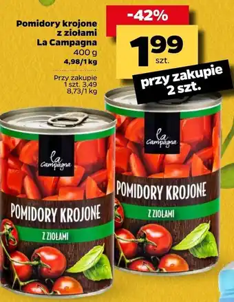 Netto Pomidory krojone z ziołami La Campagna 2x 400g oferta