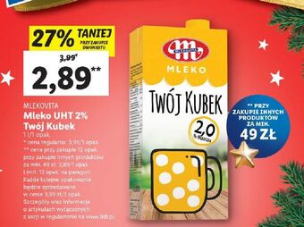Lidl Mleko 2% mlekovita twój kubek oferta