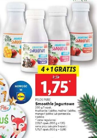 Lidl Jogurtowe smoothie mango jabłko pilos pure oferta
