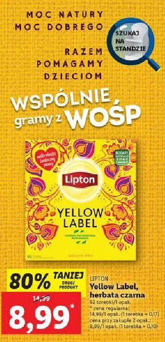 Lidl Herbata lipton yellow label tea oferta