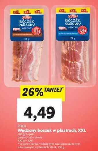 Lidl Boczek parzowny wędzony w plastrach pikok oferta