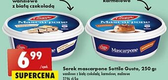 Biedronka Serek mascarpone waniliowy z białą czekoladą sottile gusto oferta