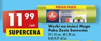 Biedronka Worki na śmieci 60 l z taśmą ściągającą zosia samosia oferta
