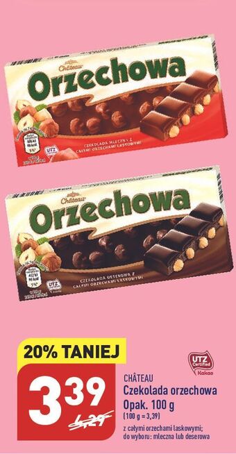 ALDI Czekolada mleczna z całymi orzechami laskowymi chateau oferta