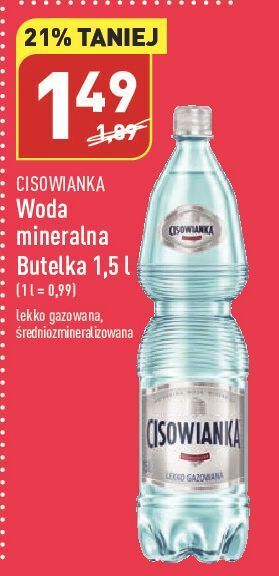 ALDI Woda lekko gazowana cisowianka oferta