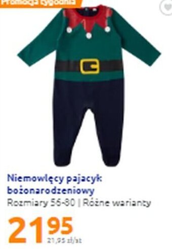 Action Niemowlęcy pajacyk bożonarodzeniowy rozmiary 56-80 różne warianty oferta