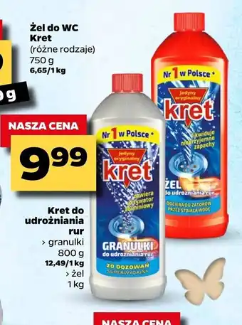 Netto Kret do udrożniania rur granulki 800g lub żel 1kg oferta