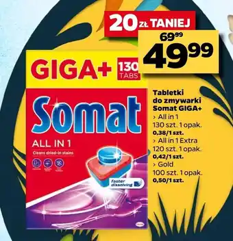 Netto Tabletki do zmywarki Somat GIGA+ 100-130 sztuk oferta