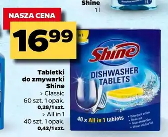 Netto Tabletki do zmywarki Shine Classic 60sztuk lub All in 1 40sztuk oferta