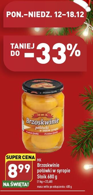 Brzoskwinie połówki w lekkim syropie m&k