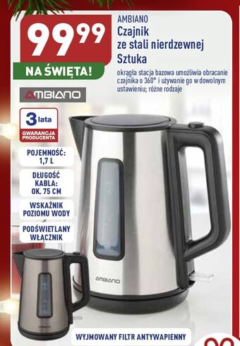 ALDI Czajnik elektryczny 1.7 l ambiano oferta