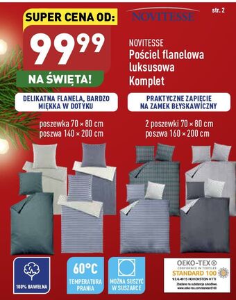 ALDI Komplet pościeli 160 x 200 + 2 70 80 cm novitesse oferta