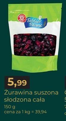 E.Leclerc Żurawina suszona wiodąca marka tablier blanc oferta