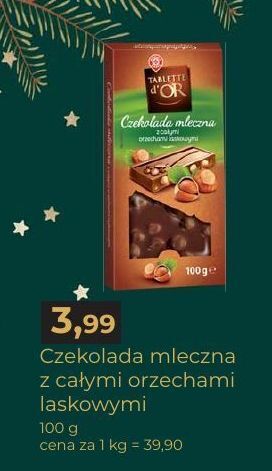 E.Leclerc Czekolada mleczna z całymi orzechami laskowymi wiodąca marka tablette d'or oferta