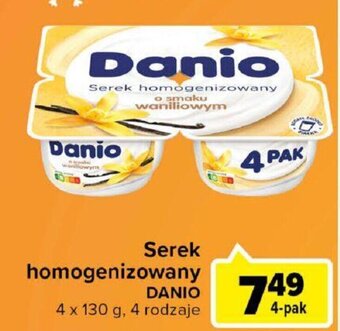 Carrefour Danone Danio Serek homogenizowany 4x130g, 4 rodzaje oferta