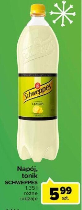 Carrefour Schweppes Napój, tonik 1,35l różne rodzaje oferta
