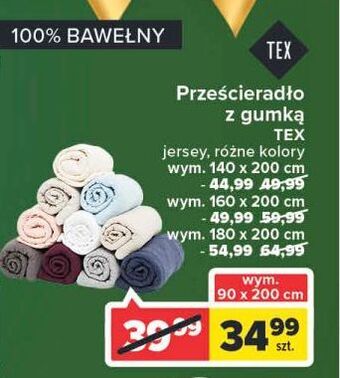 Carrefour Prześcieradło z gumką jersey 160 x 200 cm tex oferta