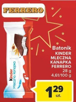 Carrefour Baton kinder mleczna kanapka oferta
