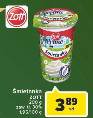 Carrefour Śmietanka 30 % zott primo oferta