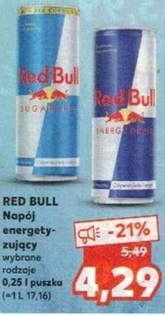 Kaufland Red Bull Napój energetyzujący wybrane rodzaje 0,25L puszka oferta