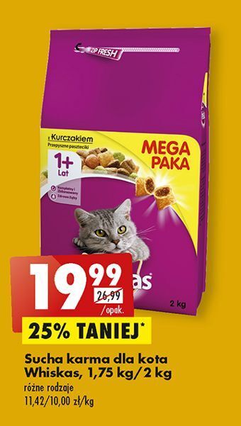 Biedronka Karma dla kota z kurczakiem whiskas sterile oferta