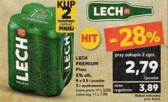 Kaufland Lech Premium Piwo 5% alk. 4x0,5L puszka 2L opak. oferta