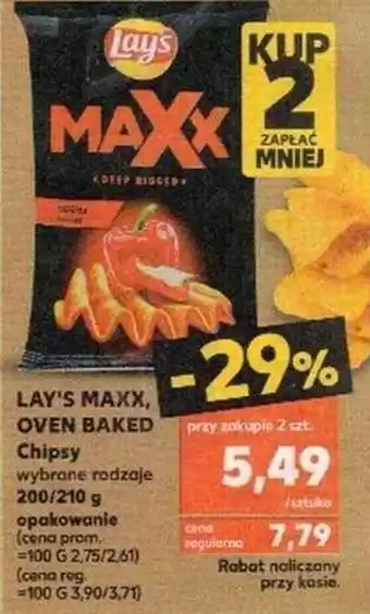 Kaufland Lay's Maxx Oven Baked Chipsy wybrane rodzaje 200/210g opak. oferta