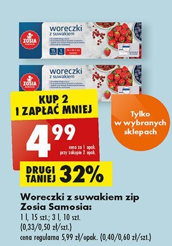 Biedronka Woreczki z zamkiem 3 l zosia samosia oferta