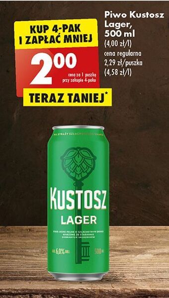 Biedronka Piwo kustosz lager oferta