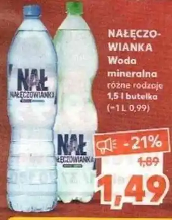 Kaufland Nalęczowianka Woda mineralna różne rodzaje 1,5L butelka oferta