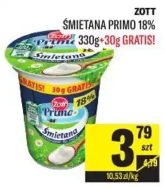 TomiMarkt Zott śmietanka primo 18% 330+30g gratis oferta