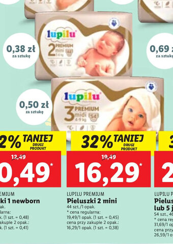 Lidl Lupilu Premium Pieluszki 2 mini 44szt./1 opak. oferta