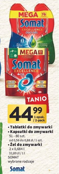 Intermarche Tabletki do zmywarki regular somat excellence 4in1 oferta