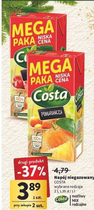 Intermarche Napój pomarańczowy costa oferta