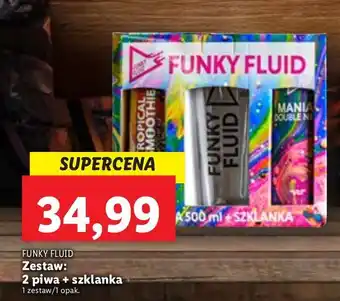 Lidl Piwo + szklanka funky fluid tropical smoothie double gelato mango lassi oferta