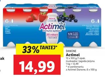 Lidl Jogurt truskawkowy + jeżynowo-jagodowy danone actimel oferta