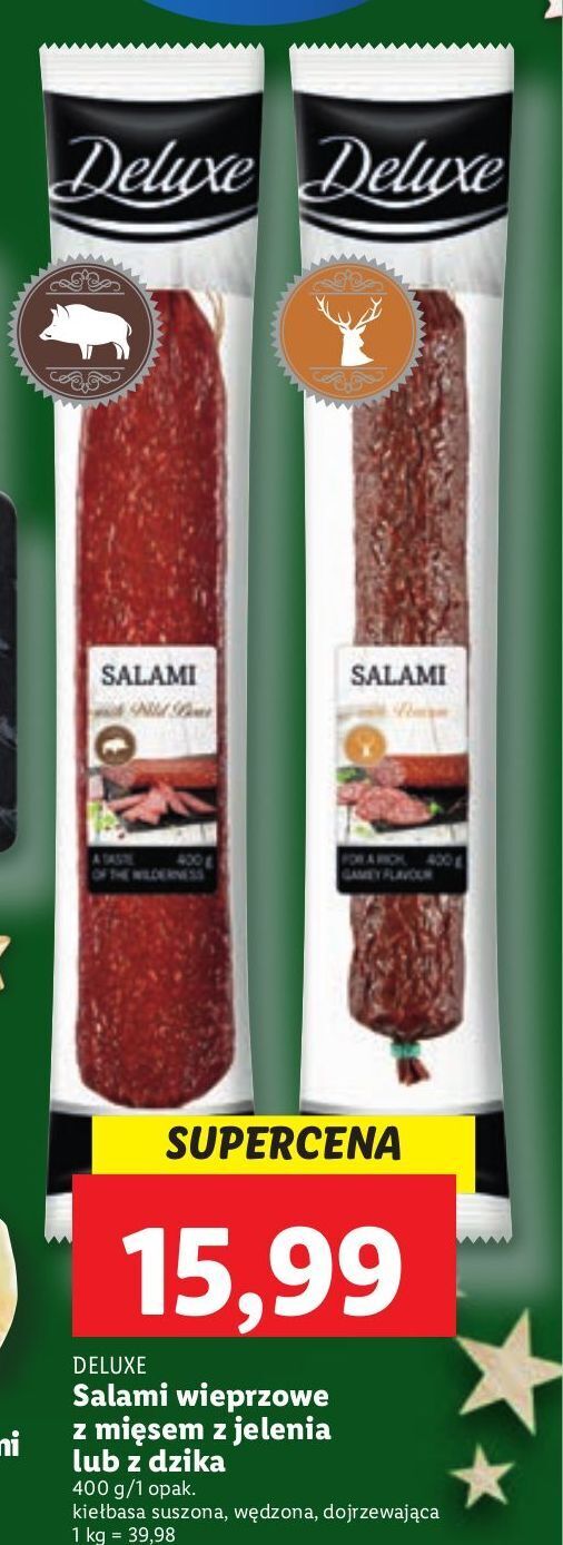 Promocja Salami wieprzowe z mięsem jelenia deluxe w Lidl