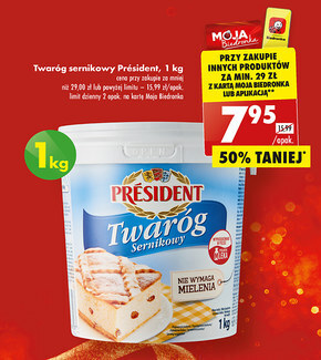 Biedronka Président twaróg sernikowy 1 kg oferta