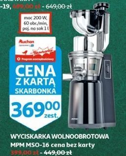 Auchan Wyciskarka wolnoobrotowa mso16 mpm product oferta