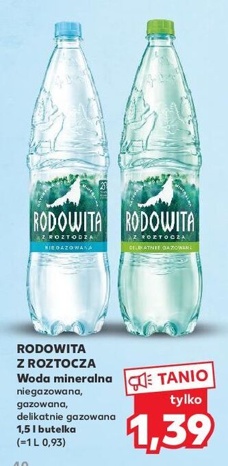 Kaufland Woda delikatnie gazowana rodowita z roztocza oferta