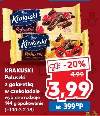 Kaufland Paluszki w czekoladzie z galaretką pomarańczową krakuski oferta
