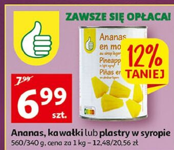 Auchan Ananas kawałki w syropie podniesiony kciuk oferta