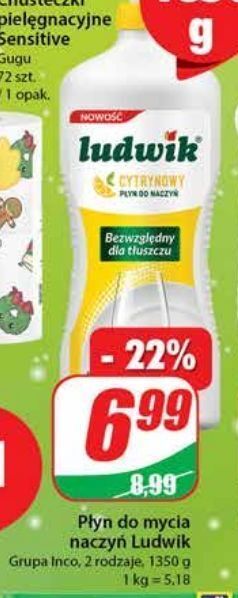 Dino Płyn do mycia naczyń cytrynowy ludwik oferta