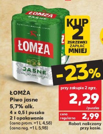 Kaufland Piwo łomża jasne (dawniej export) oferta